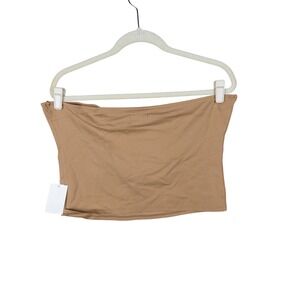 Open Edit Womens XL Tan Strapless Tube Top Stretch Minimalist Neutral RN58665